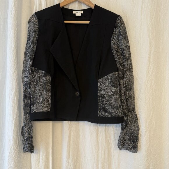 Helmut Lang Black Wool Silk Lightweight Blazer Size 6 Chiffon Luxury Chic - Picture 12 of 12
